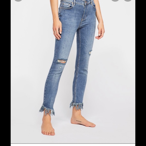Free people detailed bottom skinny jean - Picture 1 of 3